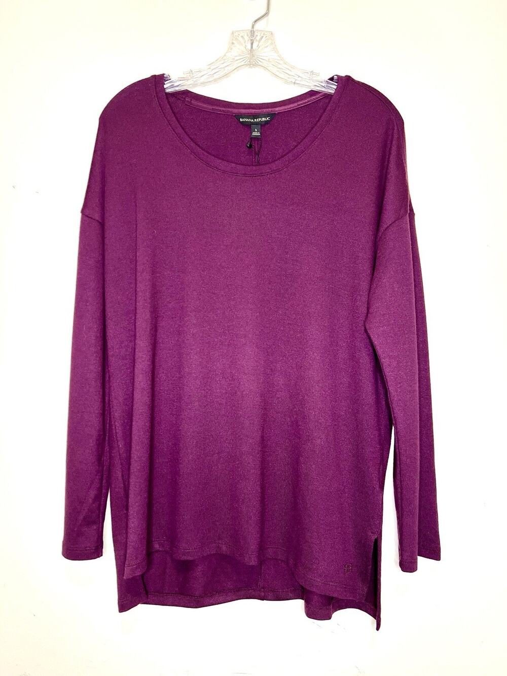 Banana Republic Long Sleeve Shirt Top Round Neck Stretchy Pullover Women's Small